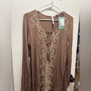 Elegant Brown Embroidered Blouse